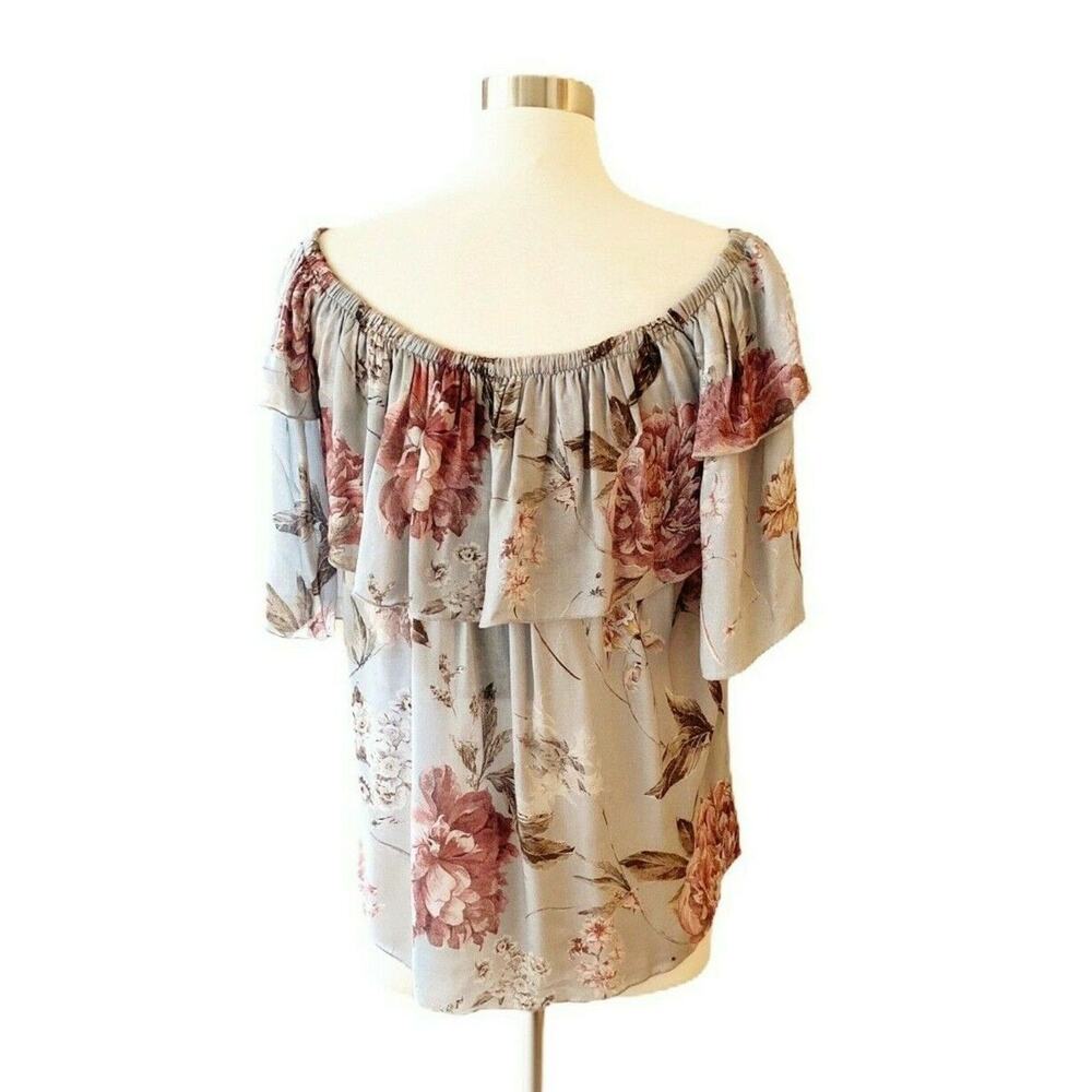 CHASER Blouse Medium Heirloom Gauze Floral Off Shoulder Elbow Sleeve Medium NEW - Picture 6 of 8
